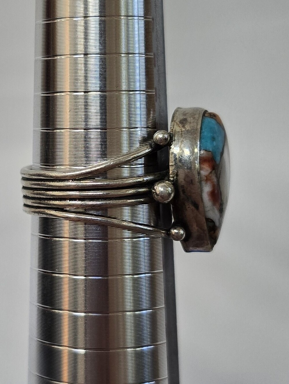 Sterling Silver (925) Teardrop Spiny Oyster & Copper Turquoise Composite Stateme - Picture 8 of 8